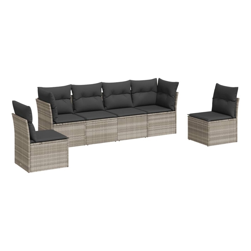 Afuera Living Contemporary Synthetic Poly Rattan 6 Piece  Sofa Set in Gray
