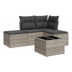 Afuera Living Contemporary 5 Piece Poly Rattan Sofa Set in Gray