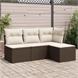 Afuera Living Contemporary 4 Piece Poly Rattan Sofa Set in Brown/Cream