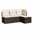 Afuera Living Contemporary 4 Piece Poly Rattan Sofa Set in Brown/Cream