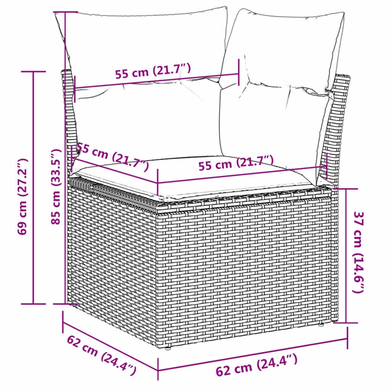 Afuera Living Contemporary 5 Piece Poly Rattan Sofa Set in Cream/Beige