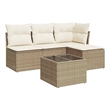 Afuera Living Contemporary 5 Piece Poly Rattan Sofa Set in Cream/Beige