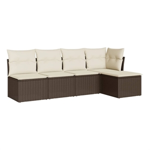 Afuera Living Contemporary 5 Piece Steel Sofa Set in Brown/Cream