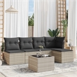 Afuera Living Contemporary 6 Piece Poly Rattan Sofa Set in Gray