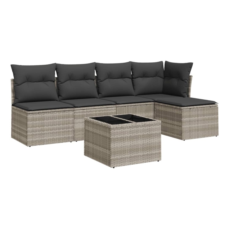 Afuera Living Contemporary 6 Piece Poly Rattan Sofa Set in Gray