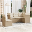 Afuera Living Contemporary 5 Piece Poly Rattan Sofa Set in Cream/Beige