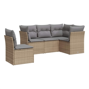 Afuera Living Contemporary 5 Piece Steel Sofa Set in Gray/Beige