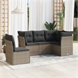 Afuera Living Contemporary 5 Piece Poly Rattan Sofa Set in Gray