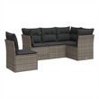 Afuera Living Contemporary 5 Piece Poly Rattan Sofa Set in Gray