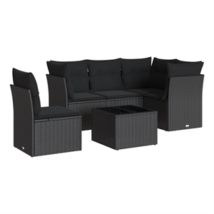 Afuera Living Contemporary 6 Piece Poly Rattan Sofa Set in Black