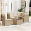 Afuera Living Contemporary 6 Piece Poly Rattan Sofa Set in Beige