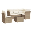 Afuera Living Contemporary 6 Piece Poly Rattan Sofa Set in Beige