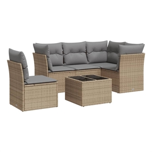 Afuera Living Contemporary 6 Piece Large Sofa Set in Gray/Beige