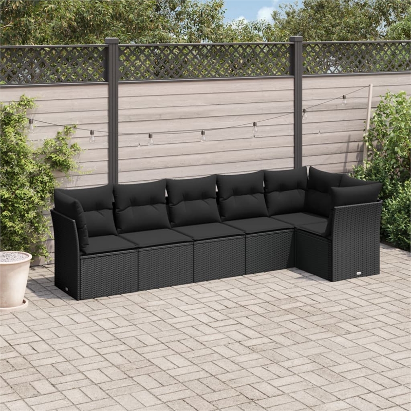 Afuera Living Contemporary 6 Piece Poly Rattan Sofa Set in Black
