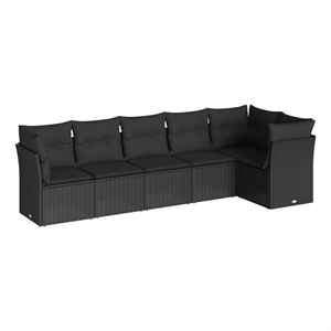 Afuera Living Contemporary 6 Piece Poly Rattan Sofa Set in Black