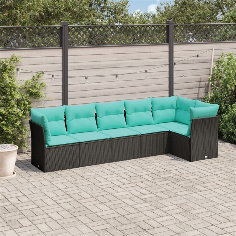 Afuera Living Contemporary Synthetic Poly Rattan Sofa Set in Black
