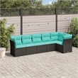 Afuera Living Contemporary Synthetic Poly Rattan Sofa Set in Black