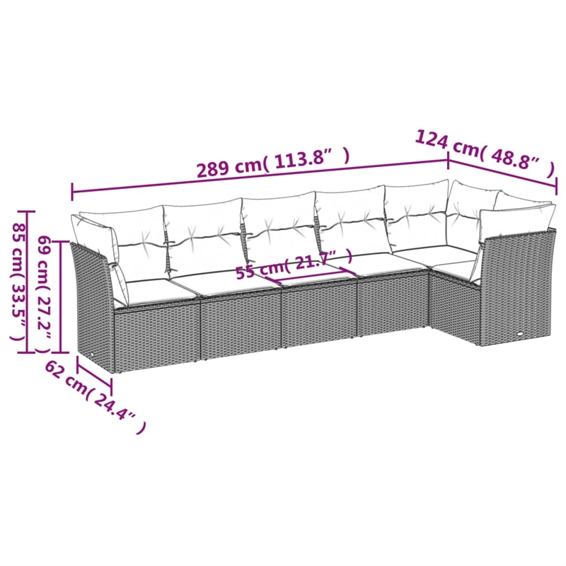 Afuera Living Contemporary Synthetic Poly Rattan Sofa Set in Black