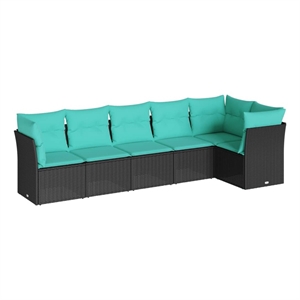 Afuera Living Contemporary Synthetic Poly Rattan Sofa Set in Black