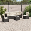 Afuera Living Contemporary 7 Piece Poly Rattan Sofa Set in Black