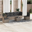 Afuera Living Contemporary 7 Piece Poly Rattan Small Sofa Set in Gray