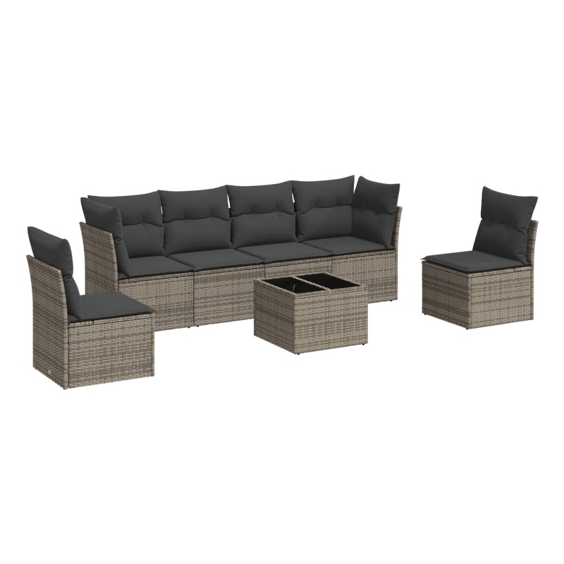 Afuera Living Contemporary 7 Piece Poly Rattan Small Sofa Set in Gray
