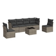 Afuera Living Contemporary 7 Piece Poly Rattan Small Sofa Set in Gray