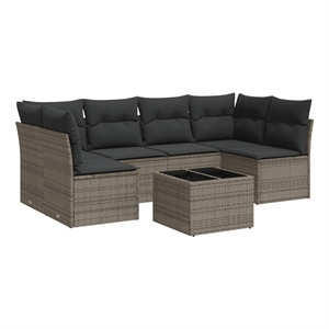 Afuera Living Contemporary 7 Piece Poly Rattan Sofa Set in Gray