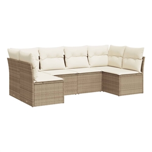Afuera Living Contemporary 6 Piece Poly Rattan Sofa Set in Beige