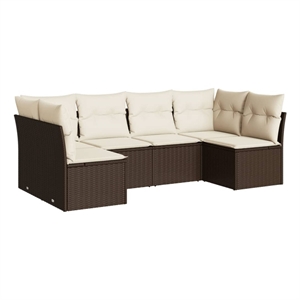 Afuera Living Contemporary 6 Piece Steel Large Sofa Set in Brown/Cream