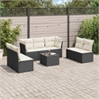 Afuera Living Contemporary Synthetic Poly Rattan Sofa Set in Black/Cream