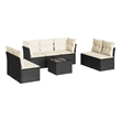Afuera Living Contemporary Synthetic Poly Rattan Sofa Set in Black/Cream