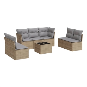 Afuera Living Contemporary 8 Piece Steel Sofa Set in Gray/Beige
