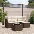 Afuera Living Contemporary Synthetic Poly Rattan Sofa Set in Brown/Cream