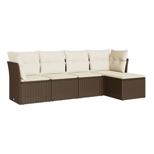 Afuera Living Contemporary 5 Piece Steel Sofa Set in Brown/Cream