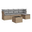Afuera Living Contemporary 6 Piece Poly Rattan Sofa Set in Gray/Beige