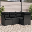 Afuera Living Contemporary 4 Piece Poly Rattan Sofa Set in Black