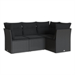 Afuera Living Contemporary 4 Piece Poly Rattan Sofa Set in Black