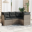 Afuera Living Contemporary 4 Piece Poly Rattan Sofa Set in Gray