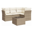 Afuera Living Contemporary Synthetic Poly Rattan 5 Piece  Sofa Set in Beige