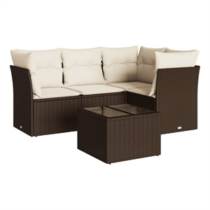 Afuera Living Contemporary 5 Piece Steel Sofa Set in Brown/Cream