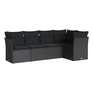 Afuera Living Contemporary 5 Piece Steel Large Sofa Set in Black