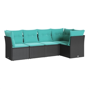 Afuera Living Contemporary 5 Piece Steel Small Sofa Set in Black/Blue