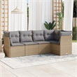 Afuera Living Contemporary 5 Piece Poly Rattan Sofa Set in Gray/Beige