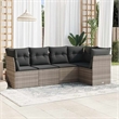 Afuera Living Contemporary Synthetic Poly Rattan 5 Piece  Sofa Set in Gray