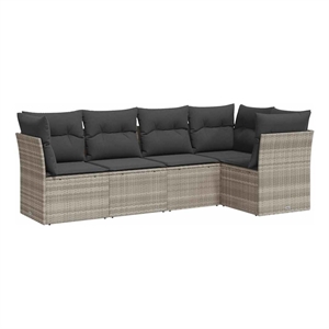 Afuera Living Contemporary Synthetic Poly Rattan 5 Piece  Sofa Set in Gray