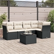 Afuera Living 6 Piece Poly Rattan Small Sofa Set in Black/Cream