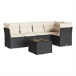 Afuera Living 6 Piece Poly Rattan Small Sofa Set in Black/Cream