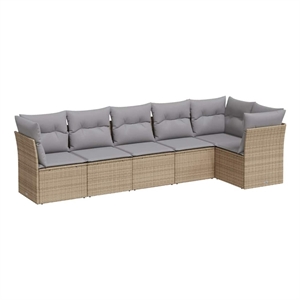 Afuera Living Contemporary 6 Piece Steel Sofa Set in Gray/Beige