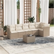 Afuera Living Contemporary 7 Piece Poly Rattan Sofa Set in Beige